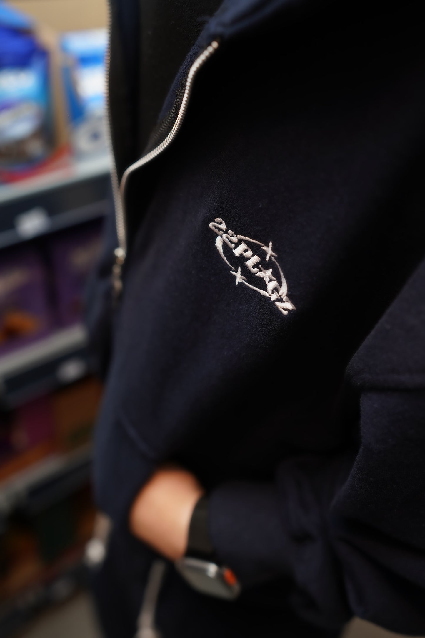 NAVY BLUE ZIPPER HOODIE