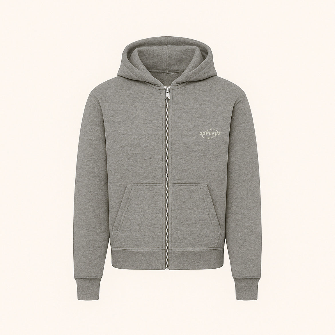LIGHT GREY ZIPPER HOODIE