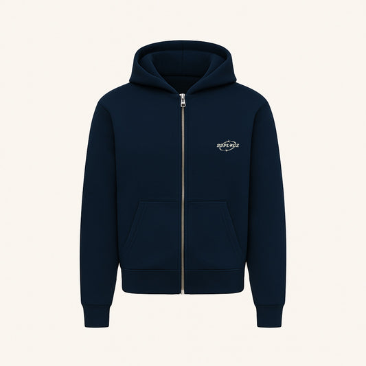 NAVY BLUE ZIPPER HOODIE