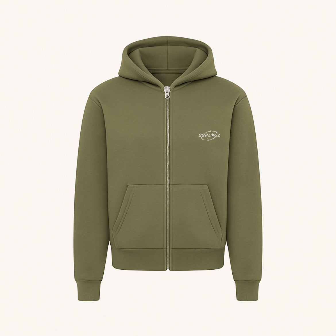 OLIVE GREEN ZIPPER HOODIE
