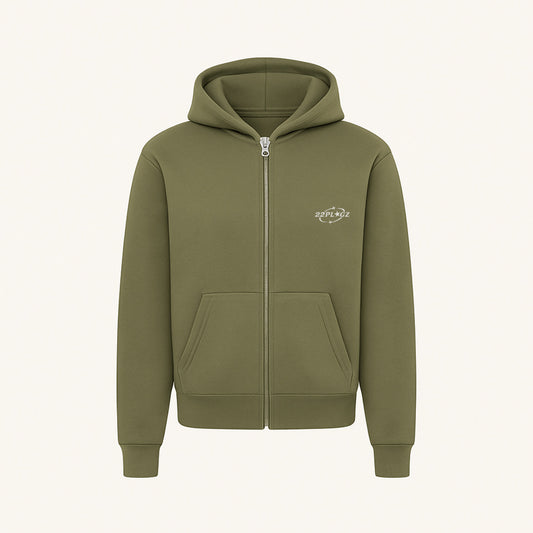 OLIVE GREEN ZIPPER HOODIE