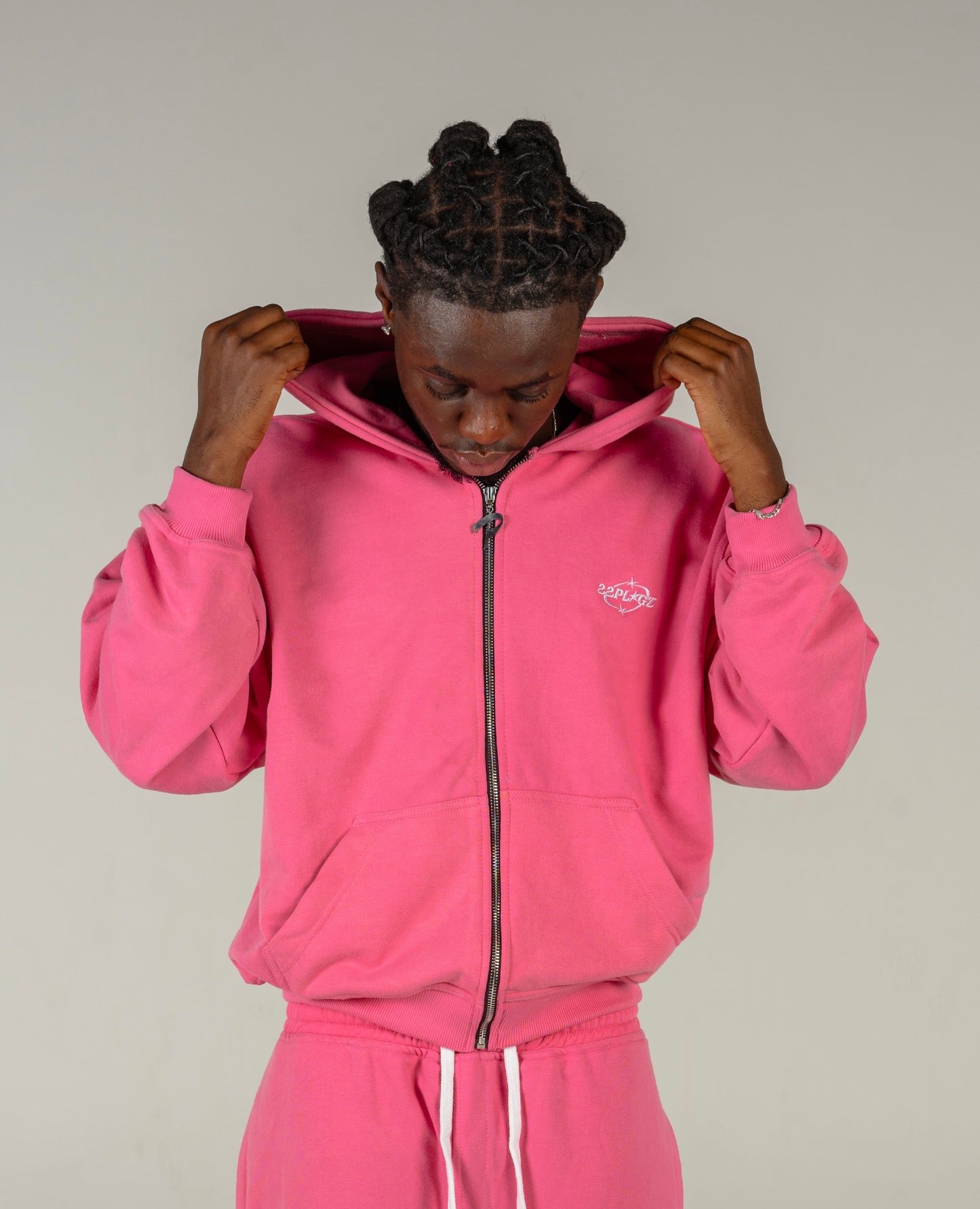 LIGHT PINK ZIPPER HOODIE